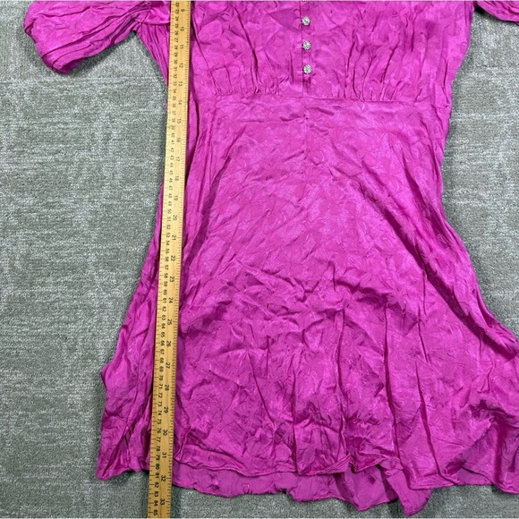 Kate Spade Jewel Button Jacquard A Line Pink Bow Long Sleeve Dress Size 8 - Picture 5 of 7